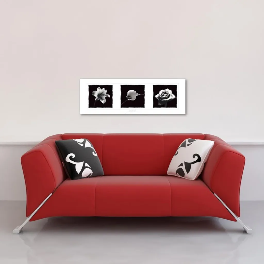 Décoration Murale Salon Fleurs Triptyque Aluminium Slim Vertical 93cm - 2