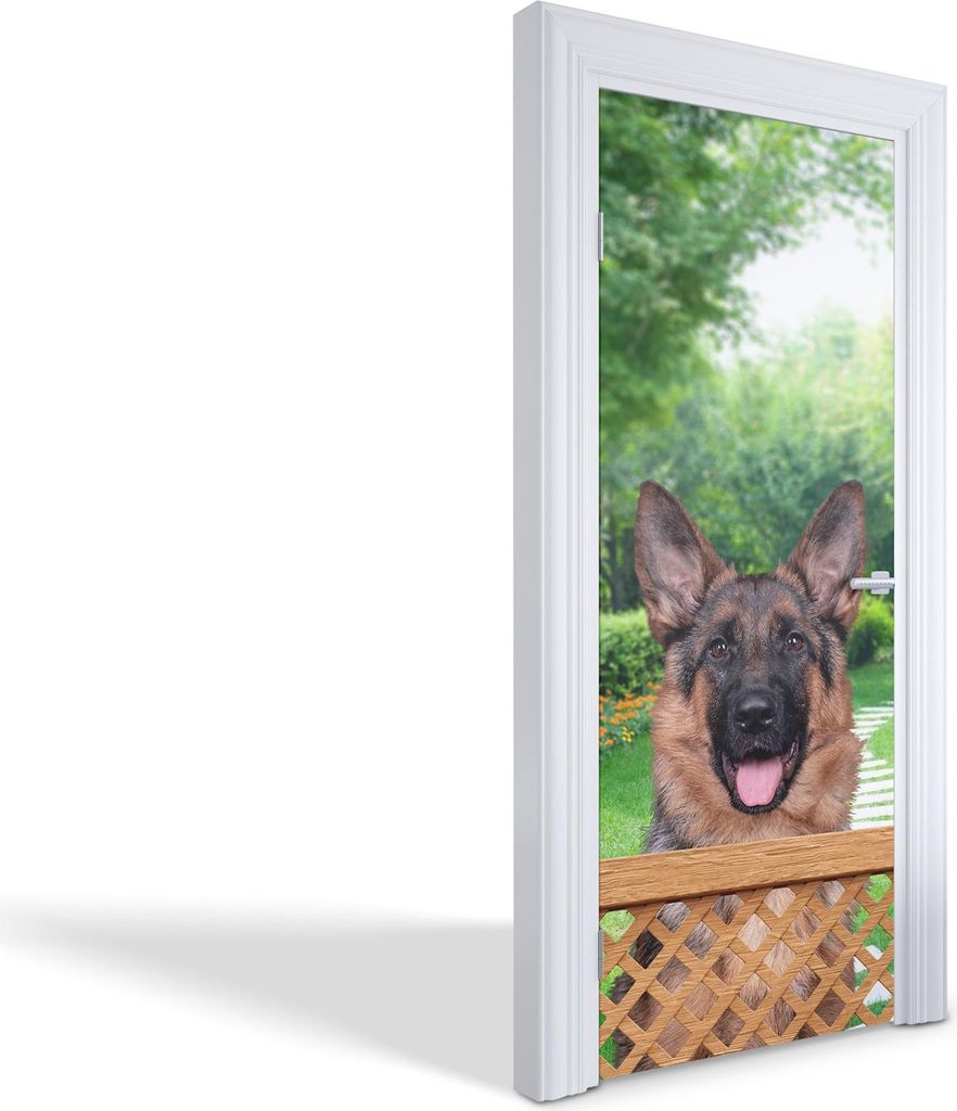 Wandtattoos Türen Selbstklebende Wandsticker Türtapeten - Glücklicher Deutscher Schäferhund - 85 x 205 cm