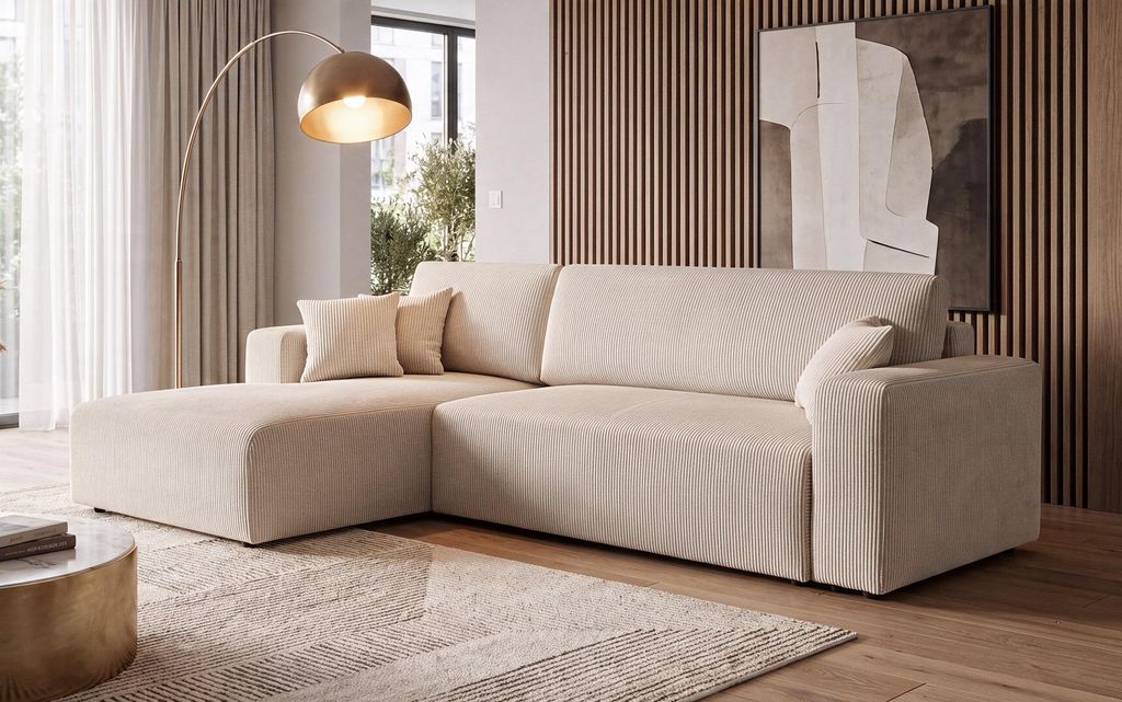 Ecksofa PULA Schlafsofa mit Bettkasten 279x187cm CORD Produktbild 
