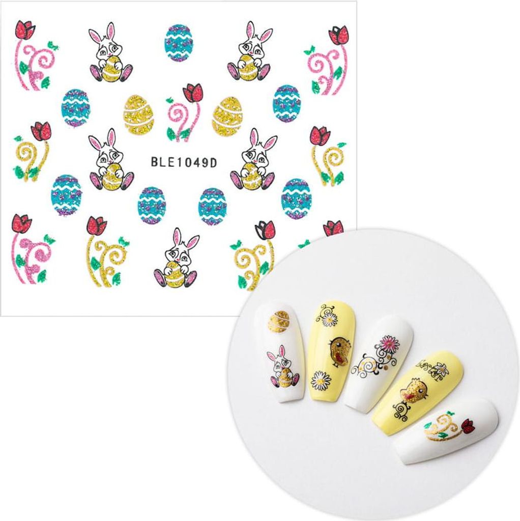 3D Nagelsticker selbstklebend Glitzer Ostern BLE 1049D