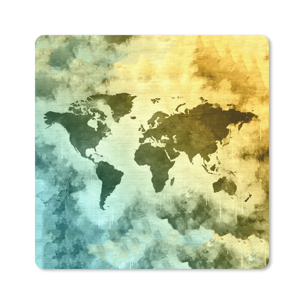 MuchoWow Mauspad Mousepad Weltkarte - Rauch - Farben 30x30 cm - Mousepads - Maus Mat - Pad - Mausunterlage - Gaming