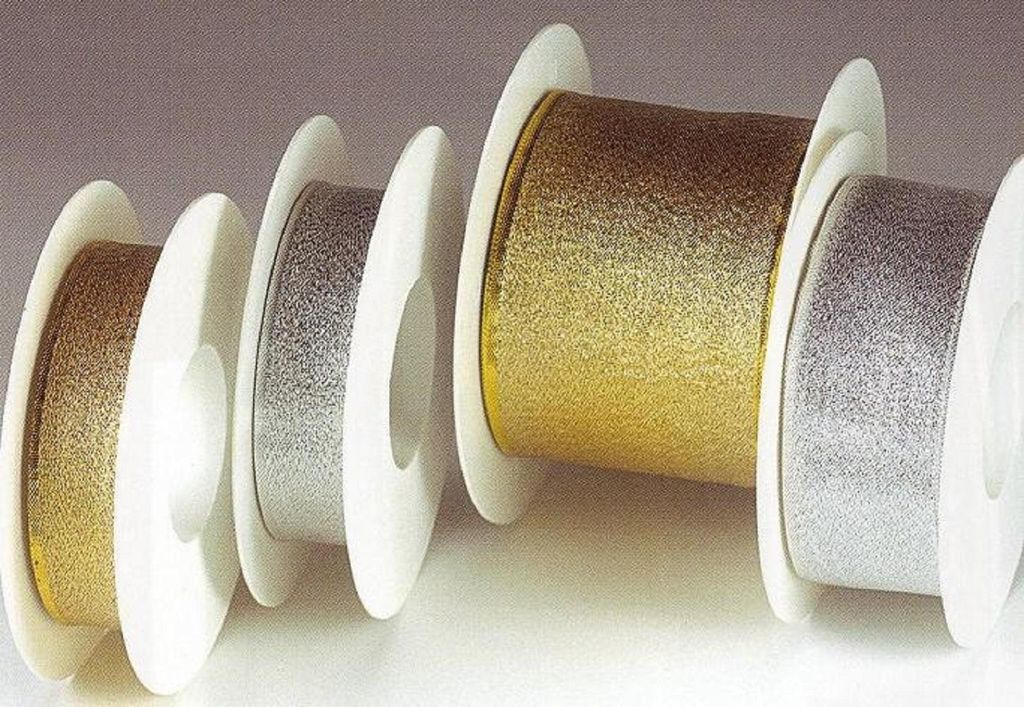 STOFF- BAND metallic GOLDINA 40 mm/2m SILBER