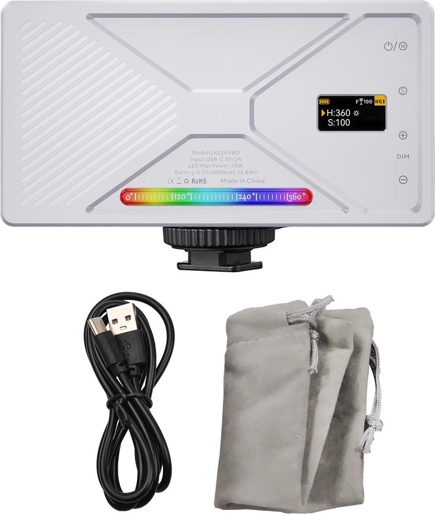 Taschen-RGB-Videoleuchte LED-Fotolicht 2500K-9900K Dimmbar 24 Szeneneffekte Videokonferenzlicht für DSLR-Kamera Eingebaute Batterie mit Kälte
