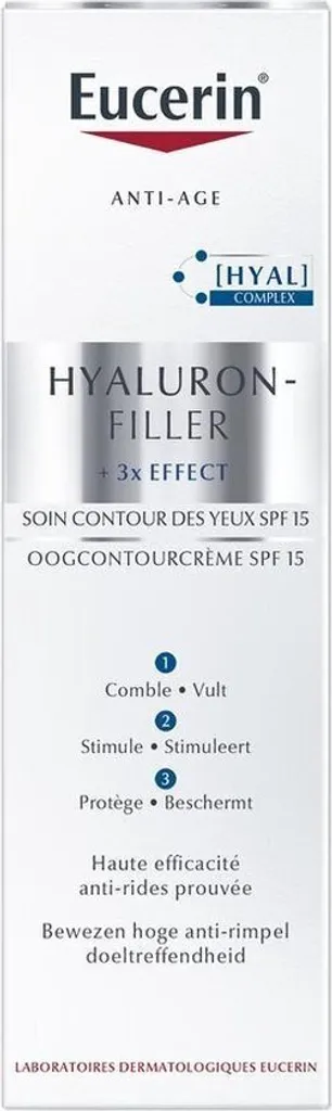 Crème Contour des Yeux Anti-Rides Eucerin Hyaluron-Filler 15ml Protection SPF