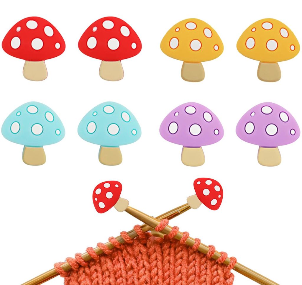 Pilzförmige Nadelstopper, Silikon-Maschenstopper für Stricknadeln, farbenfrohe Nadelspitzenschützer, Strickzubehör für Häkel-, Strick- und Ba...