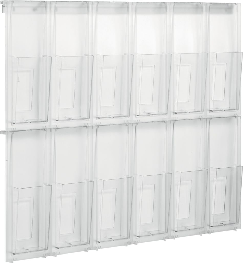helit Wanddisplay PLACATIV 12 Fächer DIN Lang glasklar Produktbild 