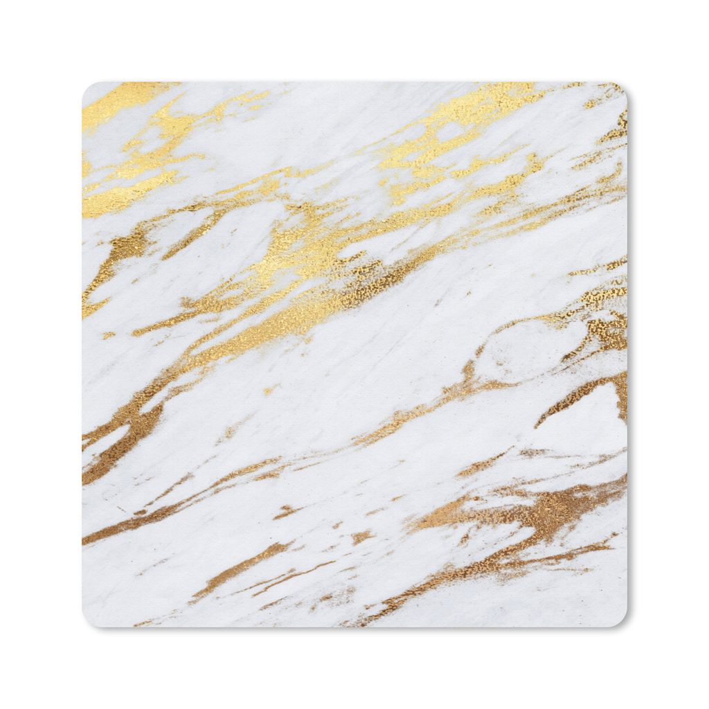 MuchoWow Mauspad Mousepad Marmor - Weiß - Gold 20x20 cm - Mousepads - Maus Mat - Pad - Mausunterlage - Desk Mat - Bureauartikeln