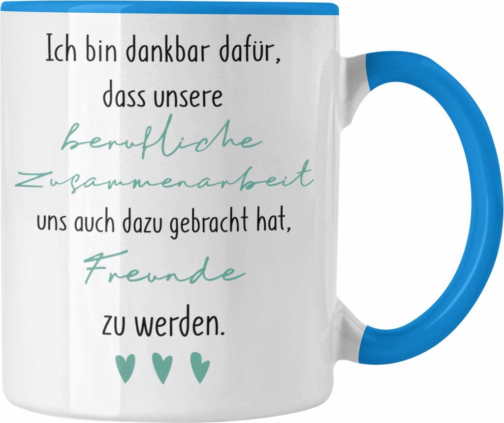 Trendation - Kollegin Tasse Geschenk Beste Arbeitskollegin Geschenkidee Abschied Abschiedsgeschenk Wenn Aus Kollegen Freunde Wird (Blau)