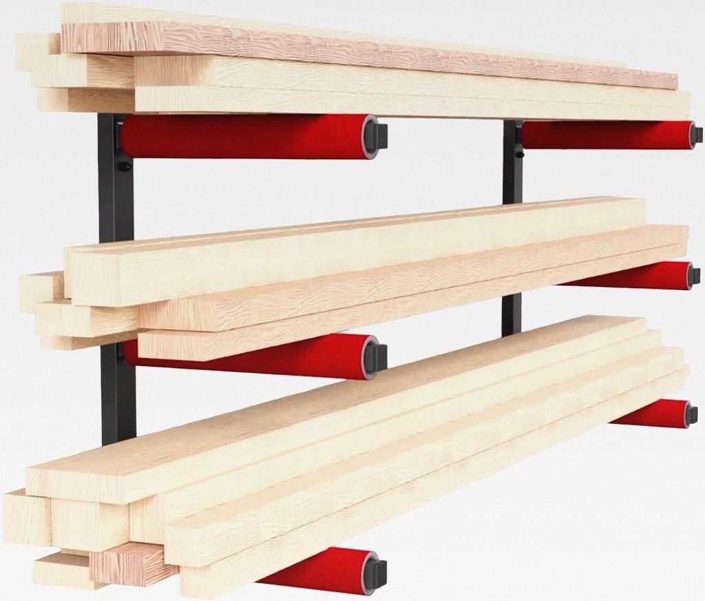 Wandhalterung Werkstattregal Holzregal Wandbefestigung Wandmontage Garage Keller 3 Ebene Rot