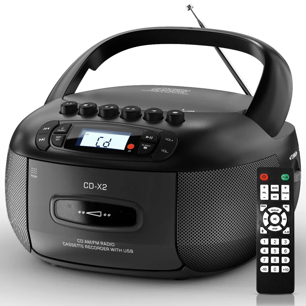 Chaîne Stéréo Rétro avec Lecteur CD Cassette et Radio FM AM ZELURXX