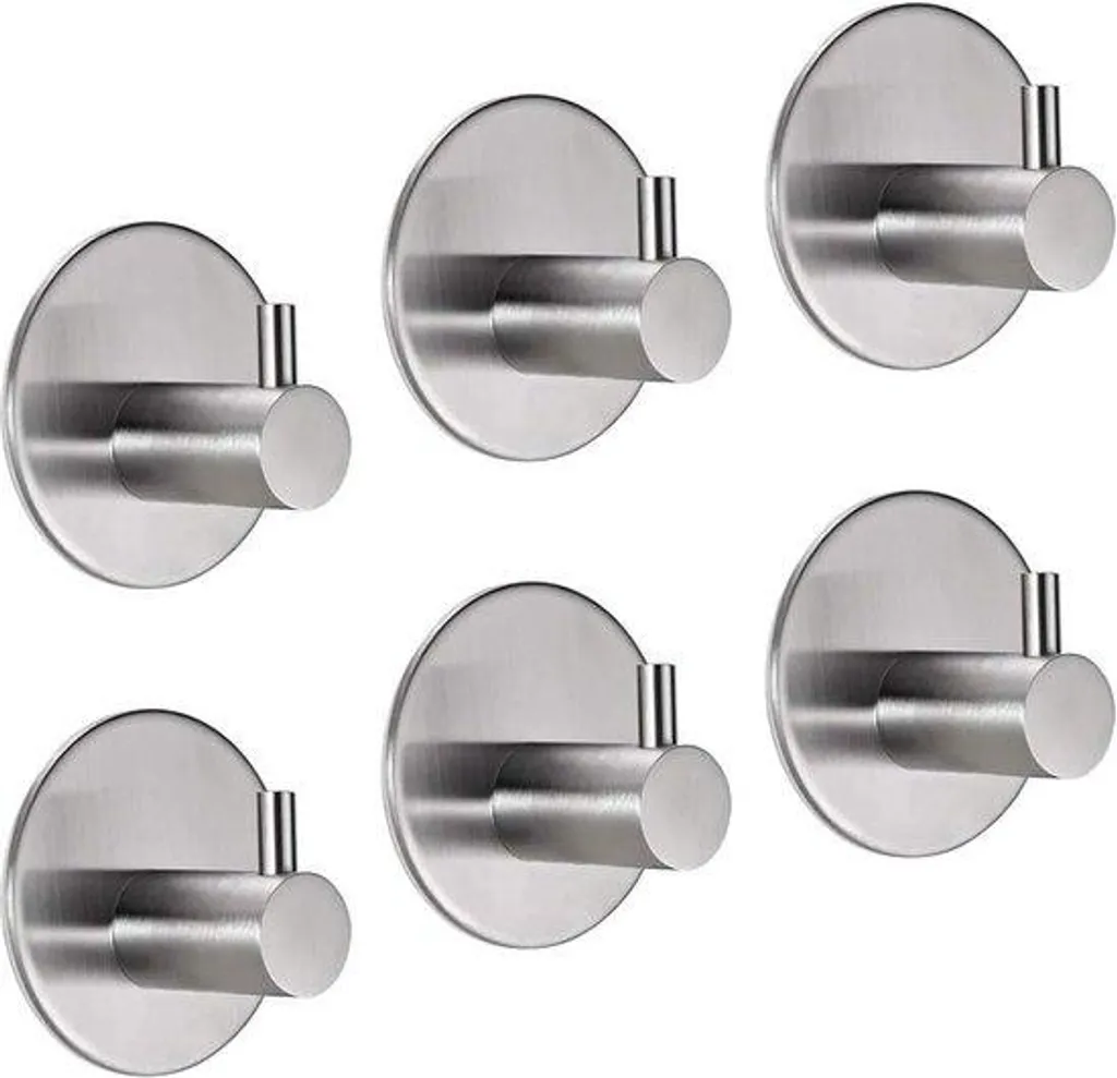 Lot de 6 crochets adhésifs en acier inoxydable pour serviettes de bain