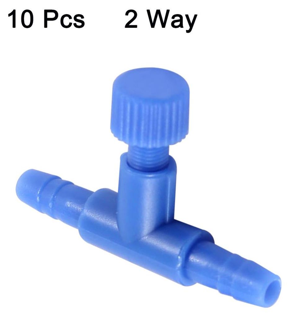 10 Stš¹ck blauen Kunststoff 2 Weg Aquarium Luftpumpe Regelventile hartplastik