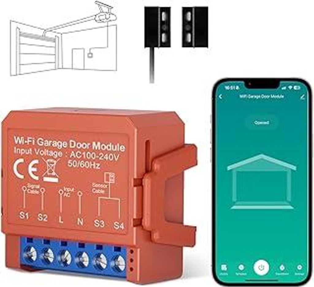 MIUCDA Smart Garagentoröffner WLAN Fernsteuerung mit App, Kompatibel mit Alexa, Google Assistant und Sprachsteuerung Tuya/Smart life APP-Steuerung...