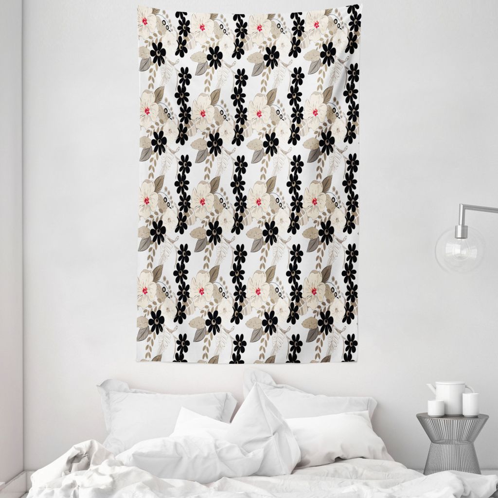 ABAKUHAUS Blumen Wandteppich und Tagesdecke, Exotische tropische Blütenblätter aus Weiches Mikrofaser Stoff Waschbar ohne Verblassen Digitaldruck...