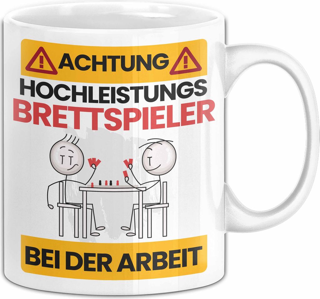 Brettspieler Tasse Geschenk Lustiger Spruch Geschenkidee für Brettspieler Achtung Hochleistungs Brettspieler Bei Der Arbeit (Weiß)