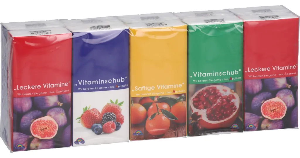 Mouchoir de poche motif vitamines - Textile réutilisable coloré 1 pc