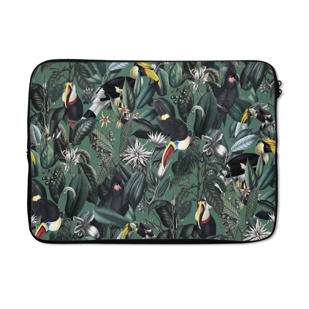 MuchoWow Laptop Hülle 13 Zoll Blumen - Vogel - Collage Laptoptasche - Laptophülle - Sleeve - Rundumschutz