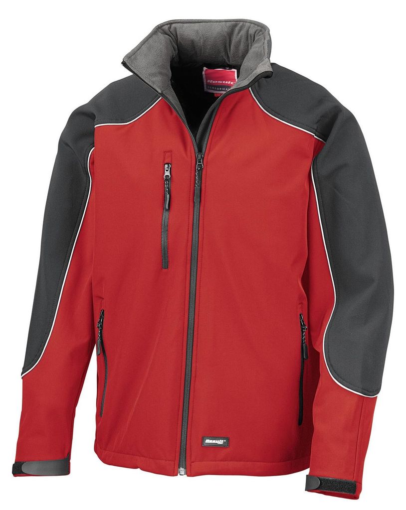 WORK-GUARD by Result - "Ice Fell" Softshelljacke mit Kapuze für Herren FK2583 (XXL) (Rot/Schwarz)