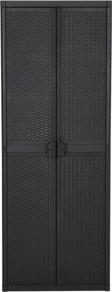 vidaXL Mobile da giardino nero 65x45x172 cm PP rattan Immagine del prodotto 