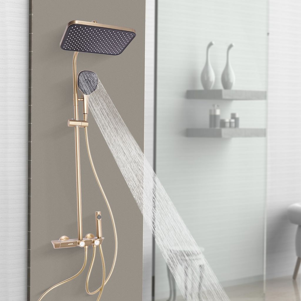 Luxus Duschsystem mit 40°C Thermostat Regendusche Armatur Handbrause Duschset gold