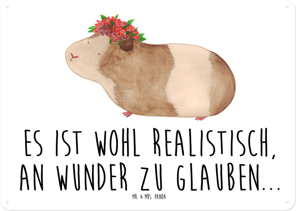 Mr. & Mrs. Panda tafel Meerschweinchen Weisheit DIN A4 - Weiß - Geschenk, Blechschild, Wandbild, Realität, Schild, Türschild, Wunder, Wunderland...
