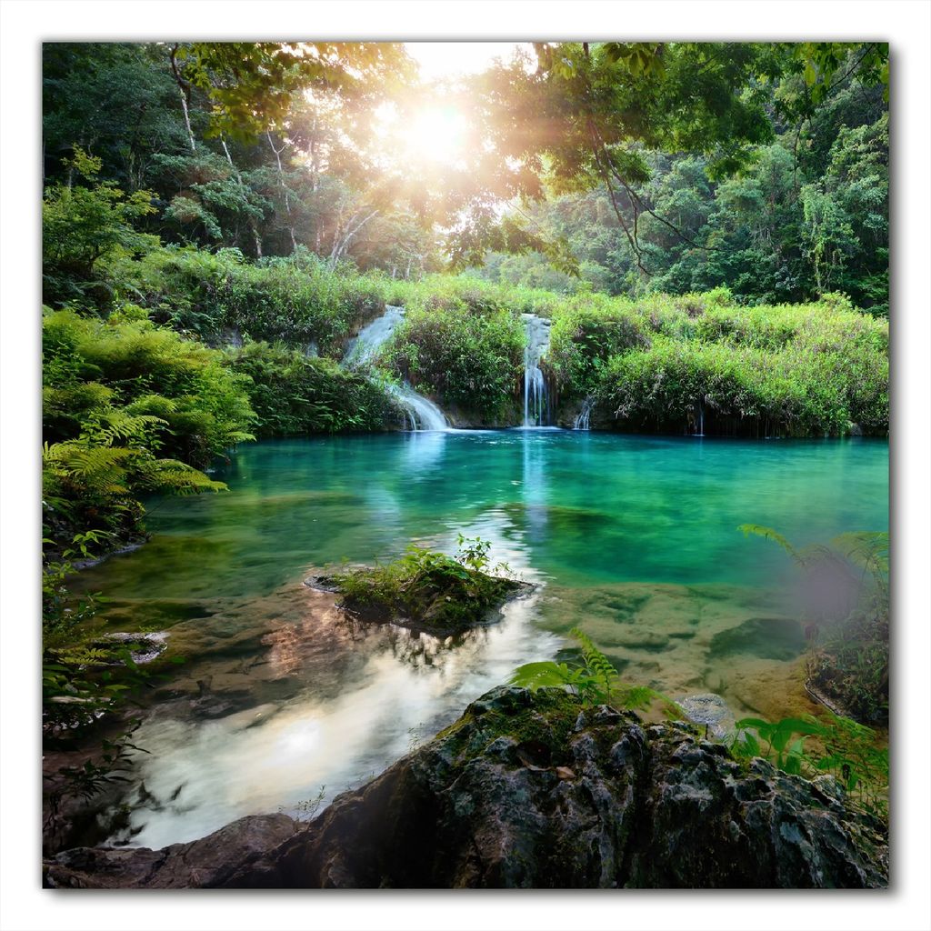 Wallario selbstklebende Möbelfolie/ Tischdecke für Innen und Außen, Größe: 60 x 60 cm - Türkisgrüner See im Nationalpark in Guatemala