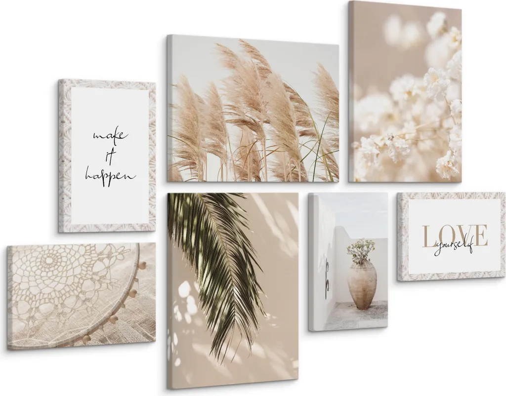 Muralo Tela Quadri Natura 3D Set 7 pz - Fiori e Piante per Relax Casa