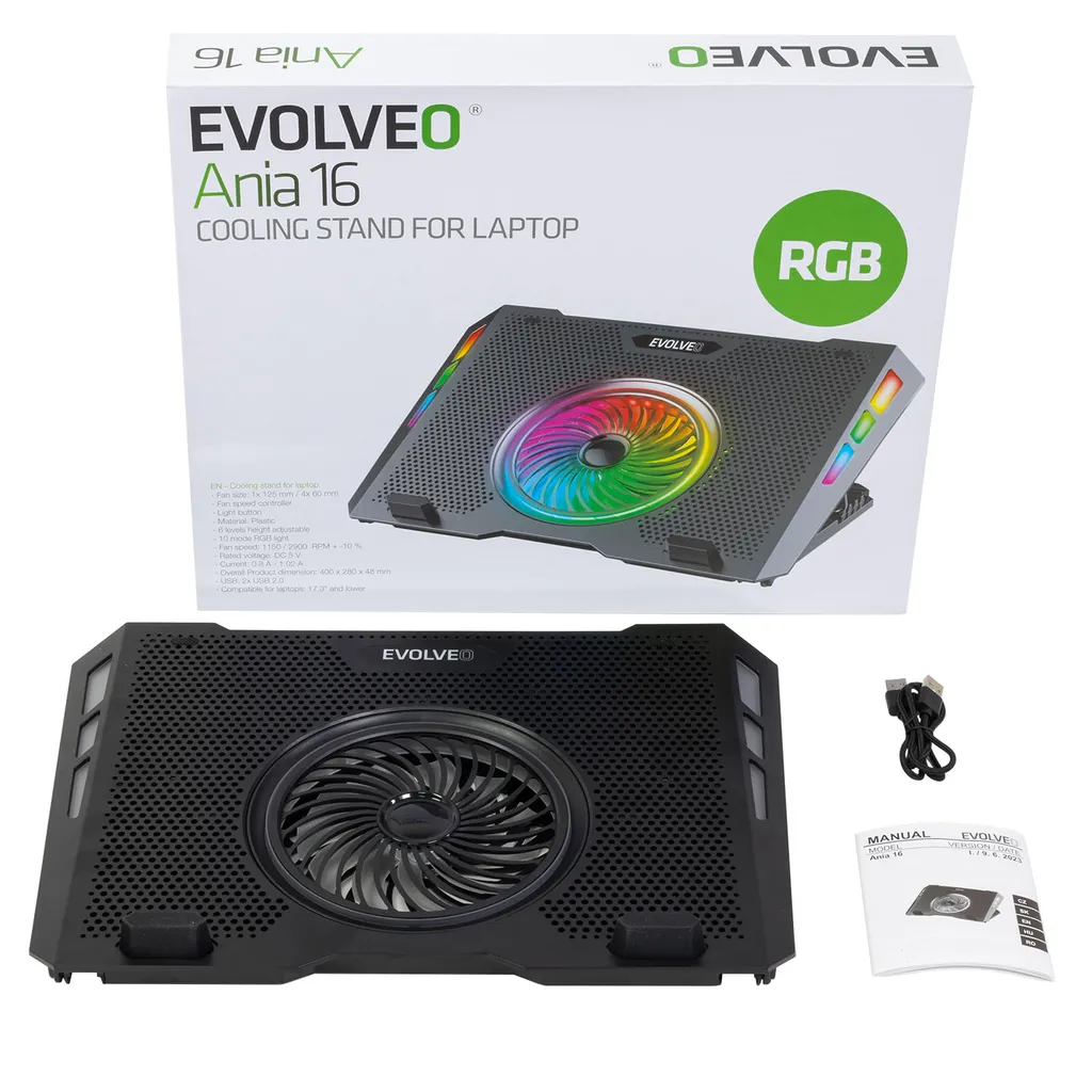 Refroidisseur PC Portable EVOLVEO Ania 16 Base Ventilée Ergonomique