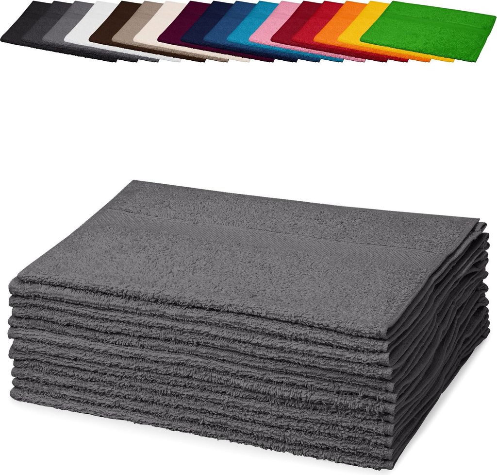 10er PACK Gästetücher 30x50 cm Gästehandtücher Kinderhandtücher Babyhandtücher 100% Baumwolle, Farbe: Hellgrau