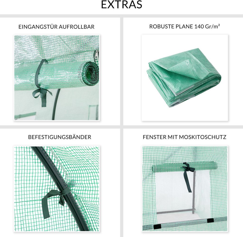 GARDEBRUK® Foliengewächshaus 7m² aufrollbare Tür 6 Fenster Produktbild 6