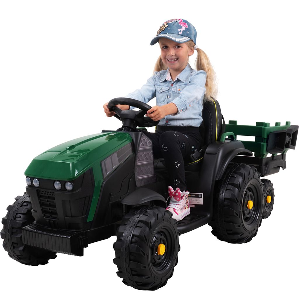 Actionbikes Motors Traktor mit Anhänger | Kinder Elektrotraktor - Kindertraktor - Kinderauto elektrisch - Bulldog - Fernbedienung - ab 3 Jahre (Gr...