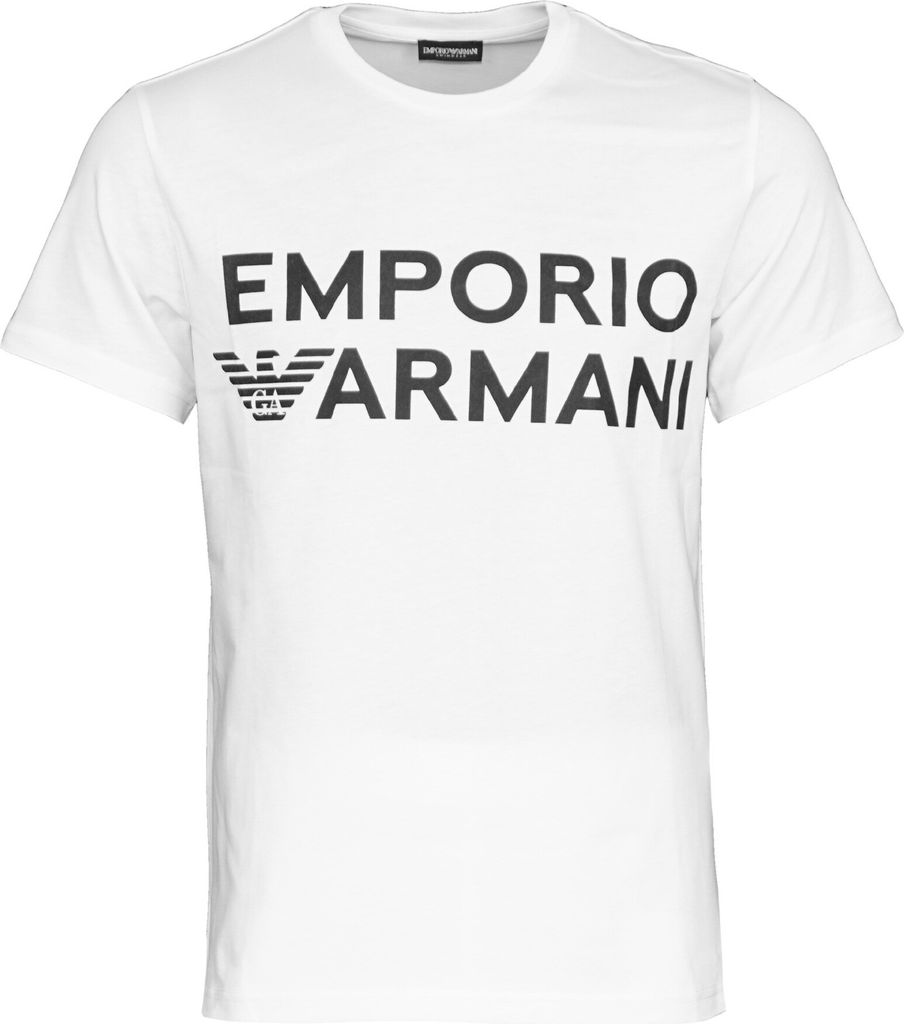EMPORIO ARMANI Herren T-Shirt Rundhals Halbarm Shirt mit aufgedrucktem Logo reine Baumwolle Artikel 211831 3R479, EUR L - CN 180/104A - BR G - MX G...