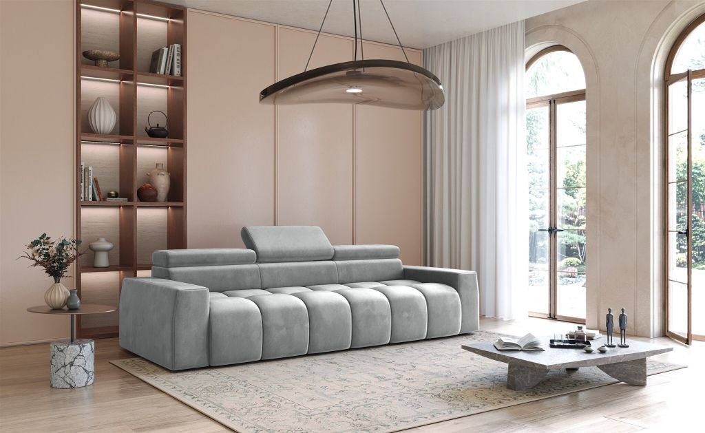 Bigsofa Couchgarnitur DARCY Megasofa in Stoff Salvador Hellgrau