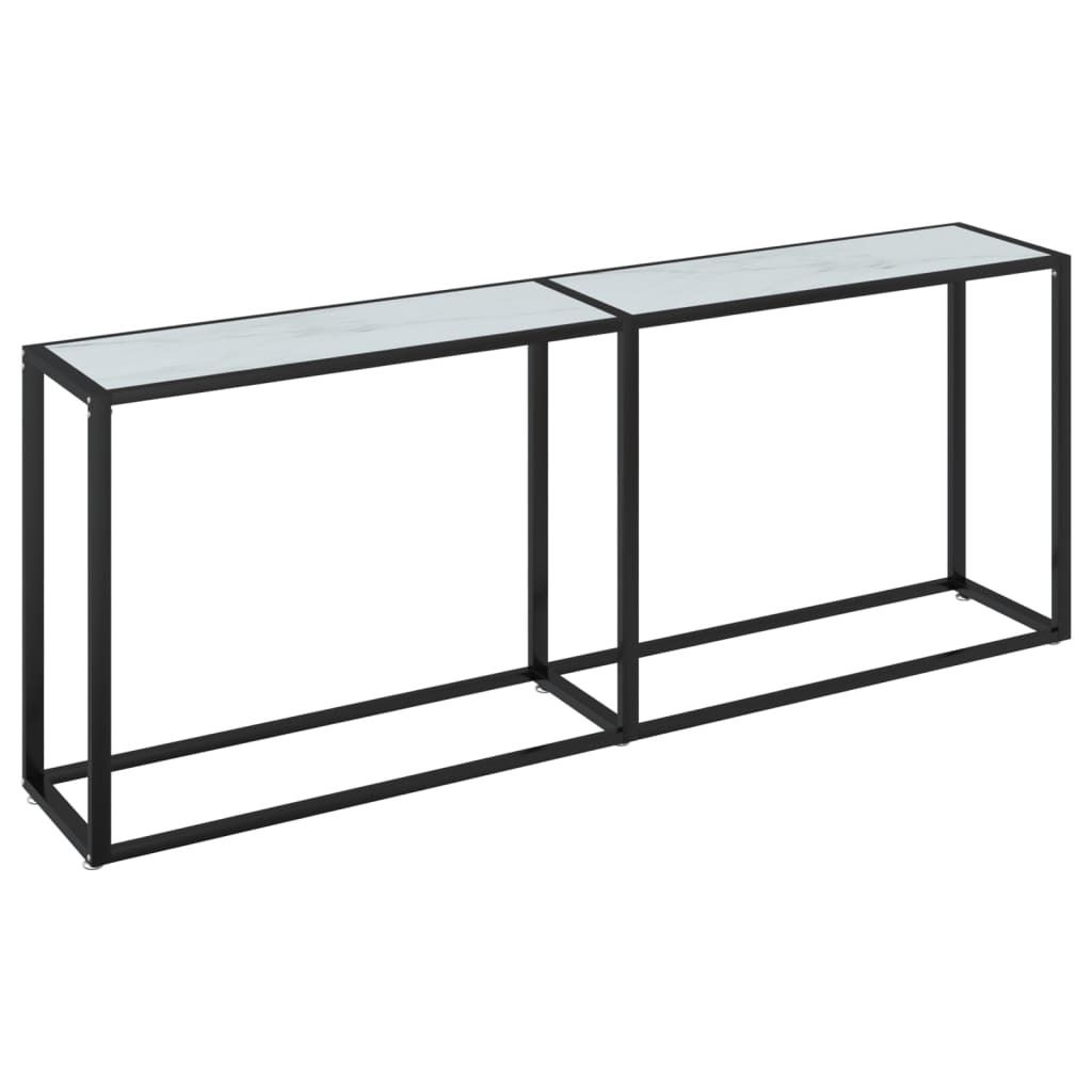 SYFAX Konsolentisch Weiß Marmor-Optik 200x35x75,5 cm Hartglas