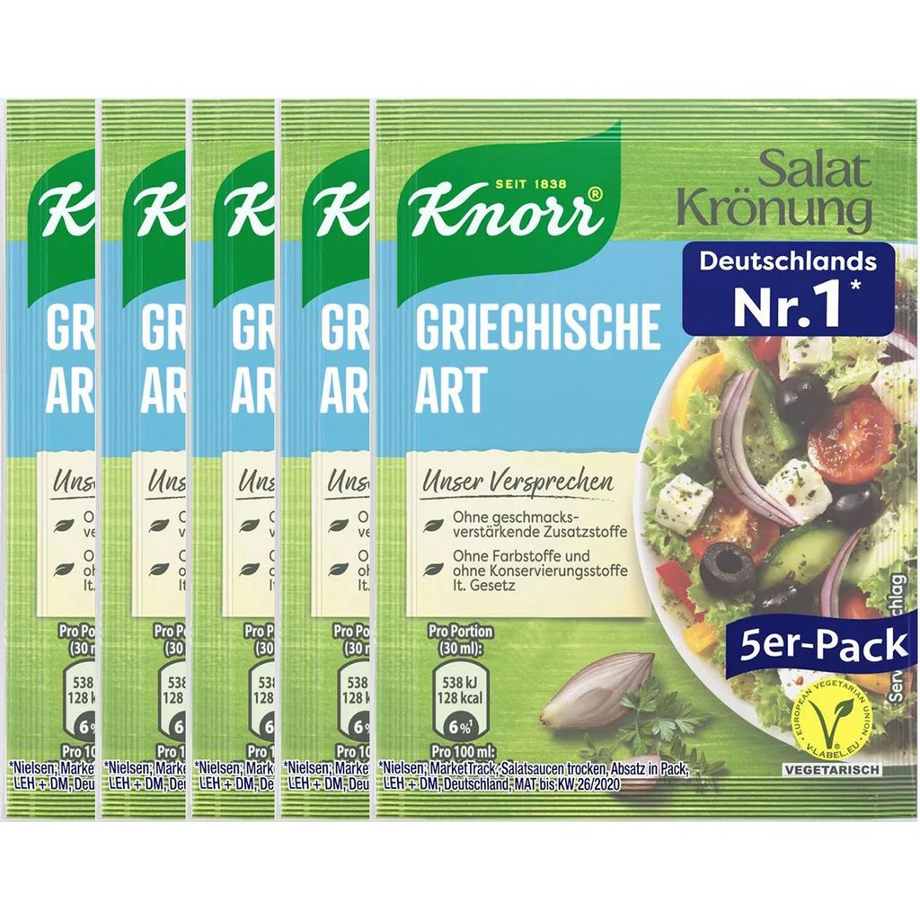 ehrfach Verpackungsbild Knorr Salatkrönung Griechische Art klares Dressing 5x 9g 5er 5er Pack