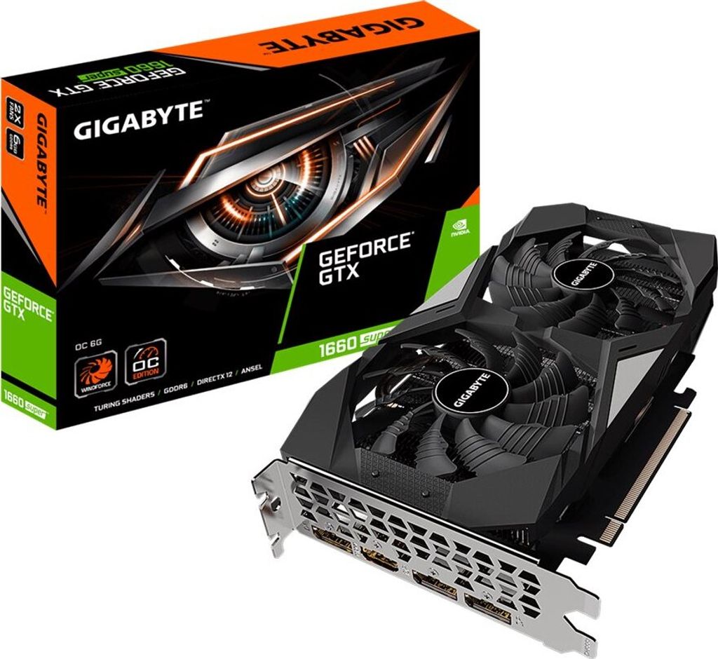 A product box and a graphics card are shown against a white background.