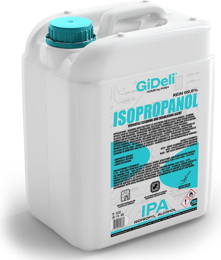 Isopropanol 20L 99,9% IPA Reinigungsalkohol Entfetter für Elektronik GiDeli