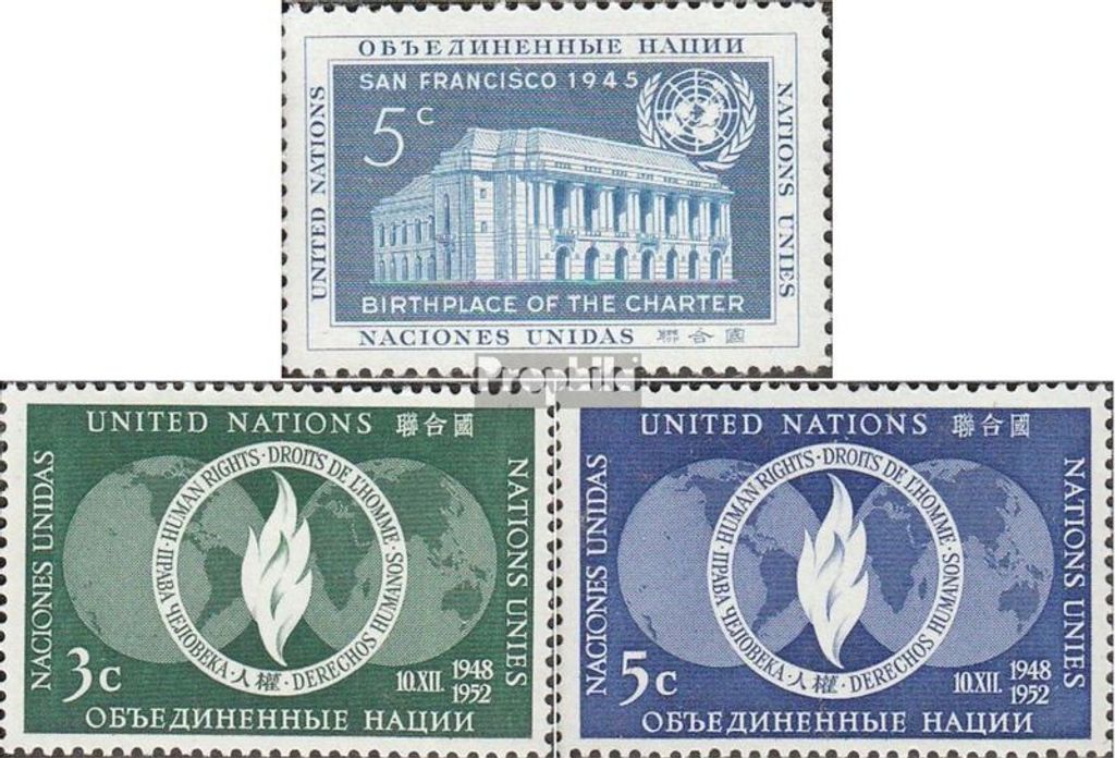 Briefmarken UNO - New York 1952 Mi 16,17-18 (kompl.Ausg.) Produktbild 