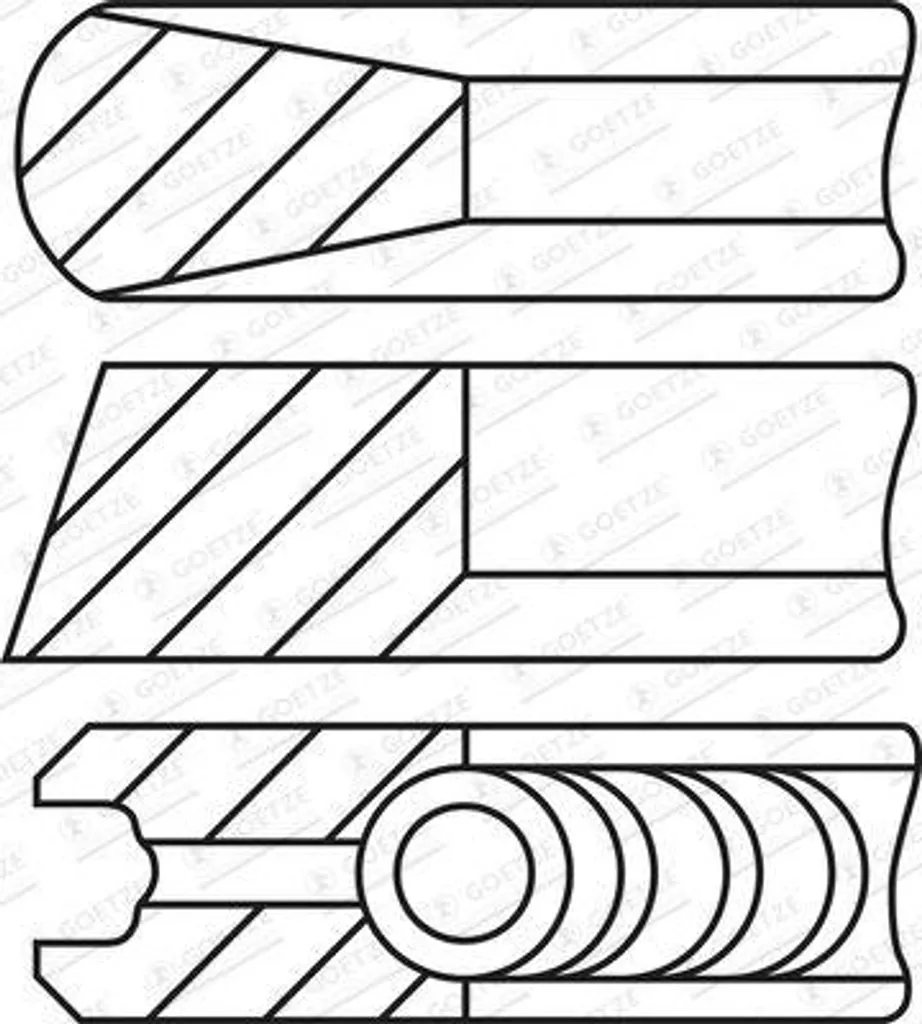 Jeu de segments de piston GOETZE 08-443400-00 pour moteur Mercedes OM642