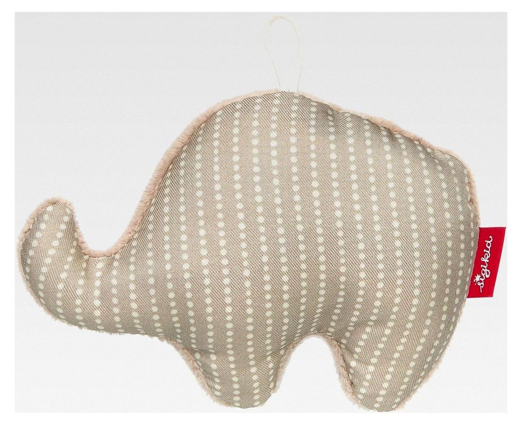 Greifling Elefant, Babyspielzeug von RedStars, mit Rassel: greifen, entdecken, spielen, für Babys ab Geburt, beige-grau 13 cm