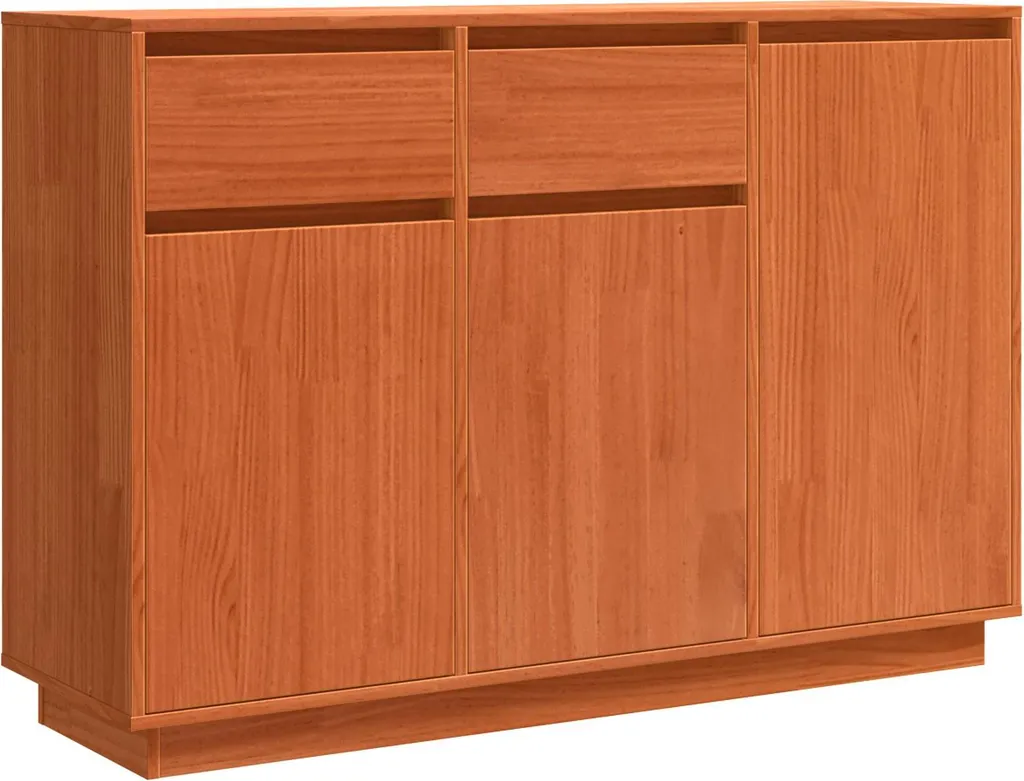 Buffet en pin massif ciré 110 cm vidaXL - Finition artisanale brune