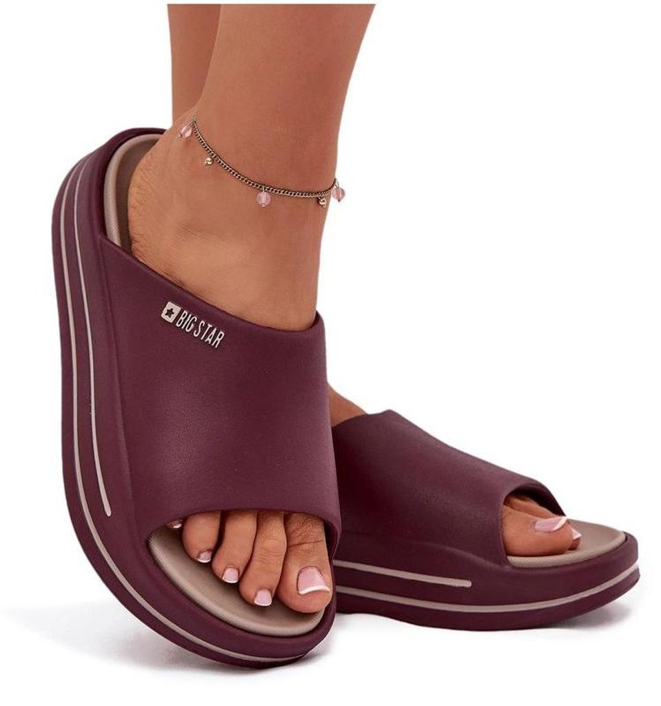 Damen Plattform Sandalen Big Star SS274425 Bordeaux 41
