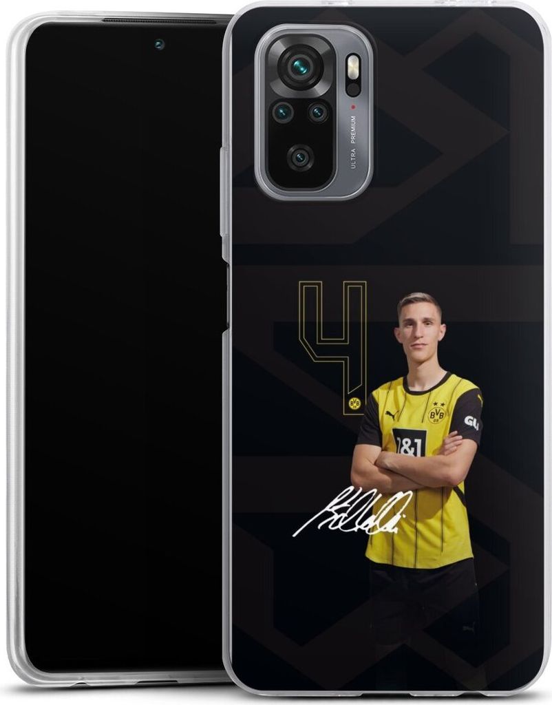 DeinDesign Slim Hülle für Xiaomi Redmi Note 10 4G Silikon Case Ultra Dünn Handyhülle Borussia Dortmund Offizielles Lizenzprodukt Nico Schlotter...