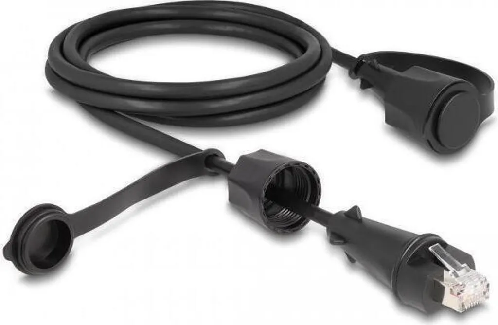 Cordon Ethernet Extérieur RJ45 Cat.6 STP étanche IP68 Noir DeLOCK 2m