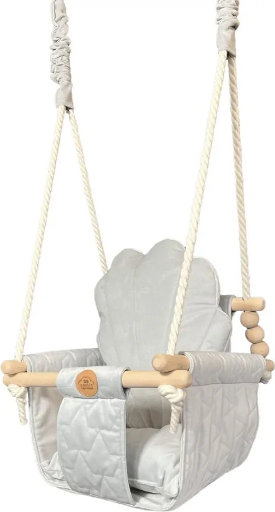 Balançoire Coquillage Velours Argenté : Jeu d'Intérieur Doux et Sûr