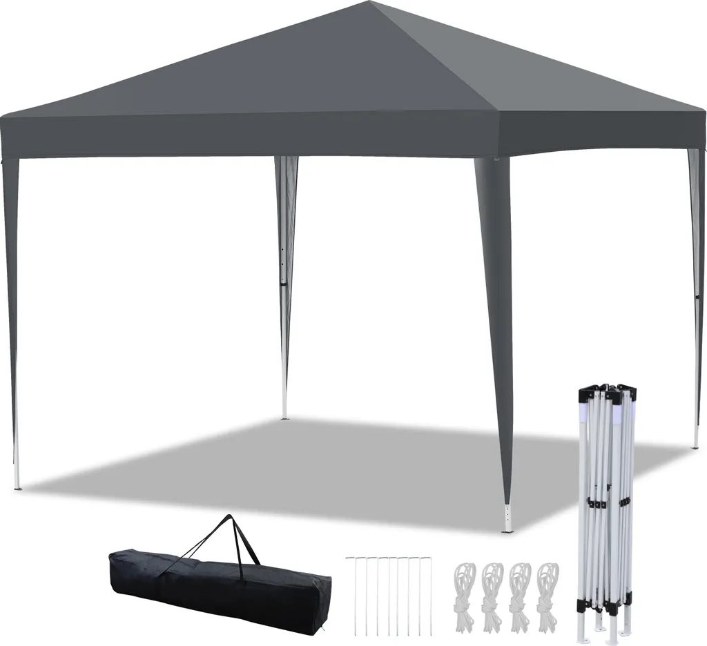 Gazebo Pieghevole 3x3m TolleTour Grigio | Protezione UV e Alta Stabilità