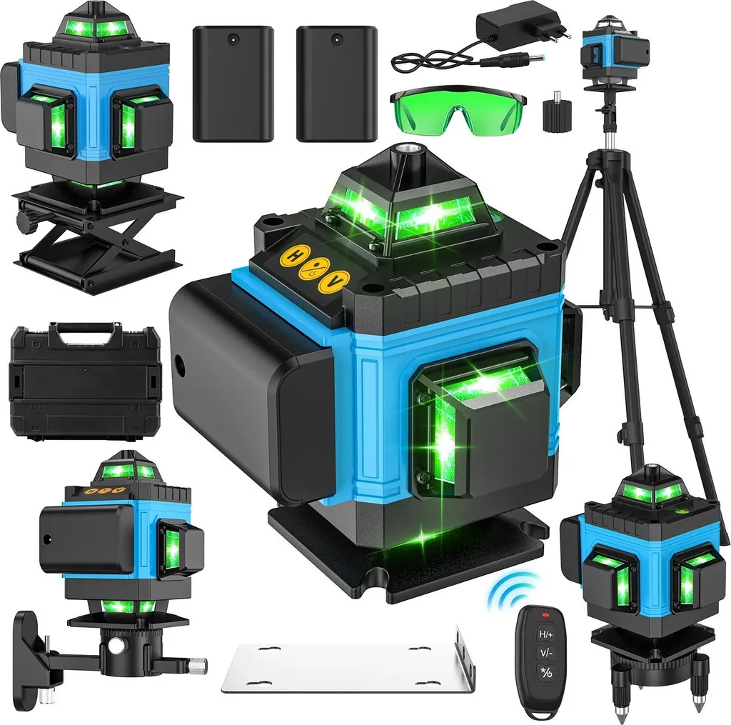 Niveau Laser 4D 16 Lignes 4x360° avec Trépied 1m et Batterie - Marron