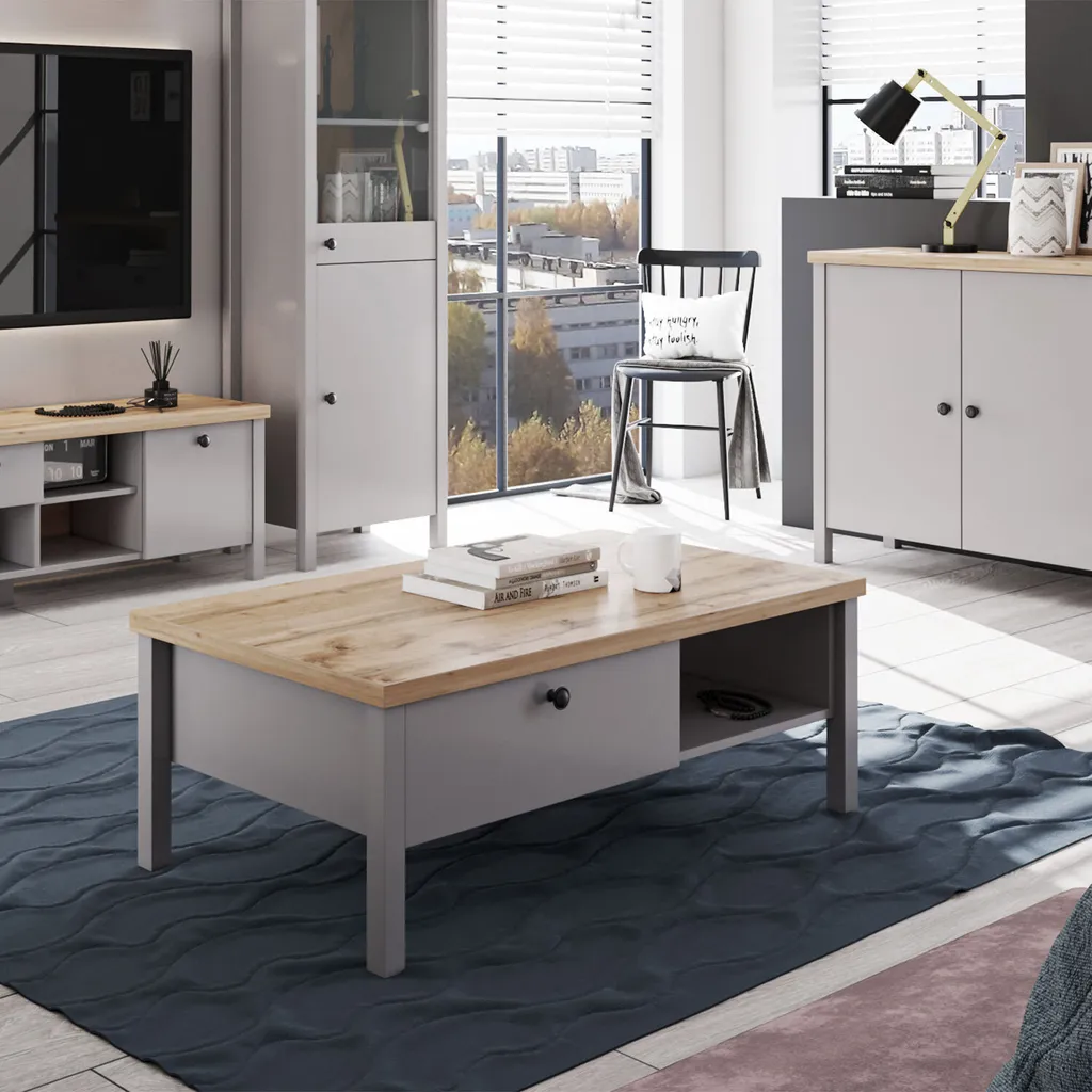 Table Basse Bois Gris 110x60 cm : Solution Gain de Place et Style