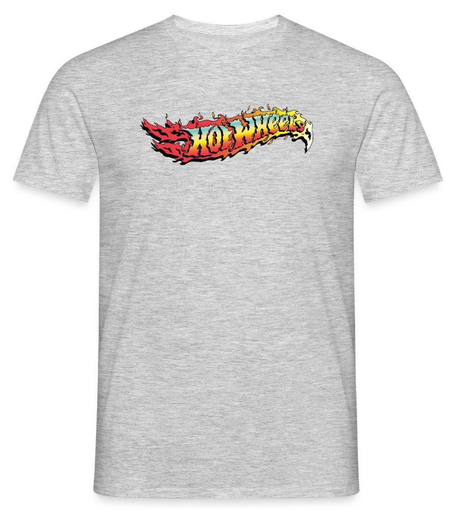 Spreadshirt Hot Wheels Logo-Design Mit Flammen Männer T-Shirt, 3XL, Grau meliert