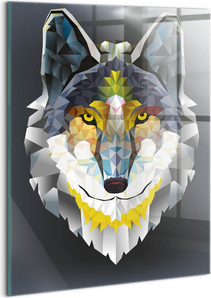 Designer Glasbild - Wandbild - Glas Bild - 60x80 cm - Wolfskopf